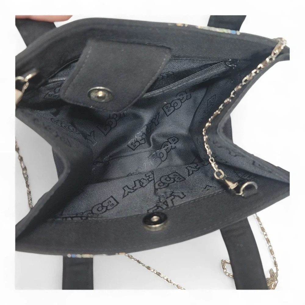 Vintage Betty‎ Boop Motorcycle Black Tote Bag Chain Strap